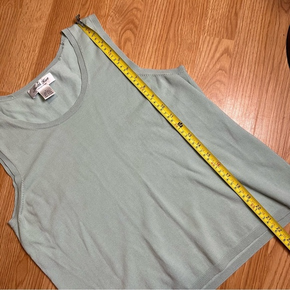 Judith hart large light blue silk blend tank ribbed hems basic layering business - Picture 4 of 6